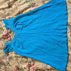 Blue Lace Trim Women's Top